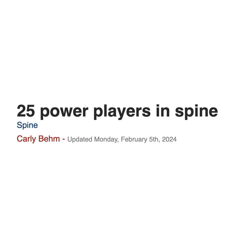 Dr Sharan named as a Power Player in Spine Surgery